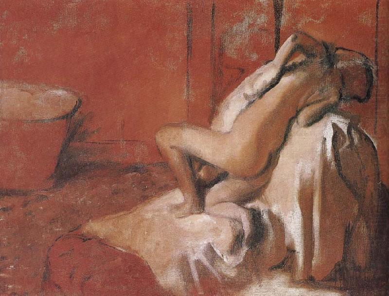 Edgar Degas Lady toweling off her body after bath china oil painting image